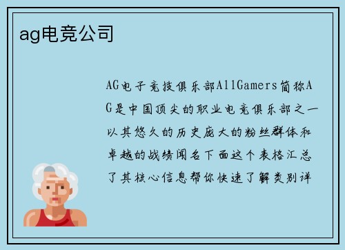 ag电竞公司