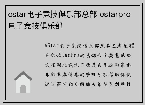 estar电子竞技俱乐部总部 estarpro电子竞技俱乐部